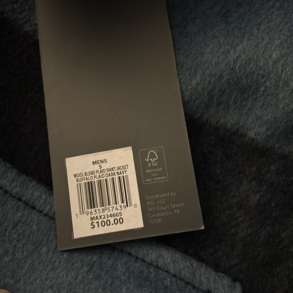 NWT VRST Men's Wool Blend Plaid Shirt Jacket Sz S & m Navy buffalo plaid $100 - Picture 7 of 7